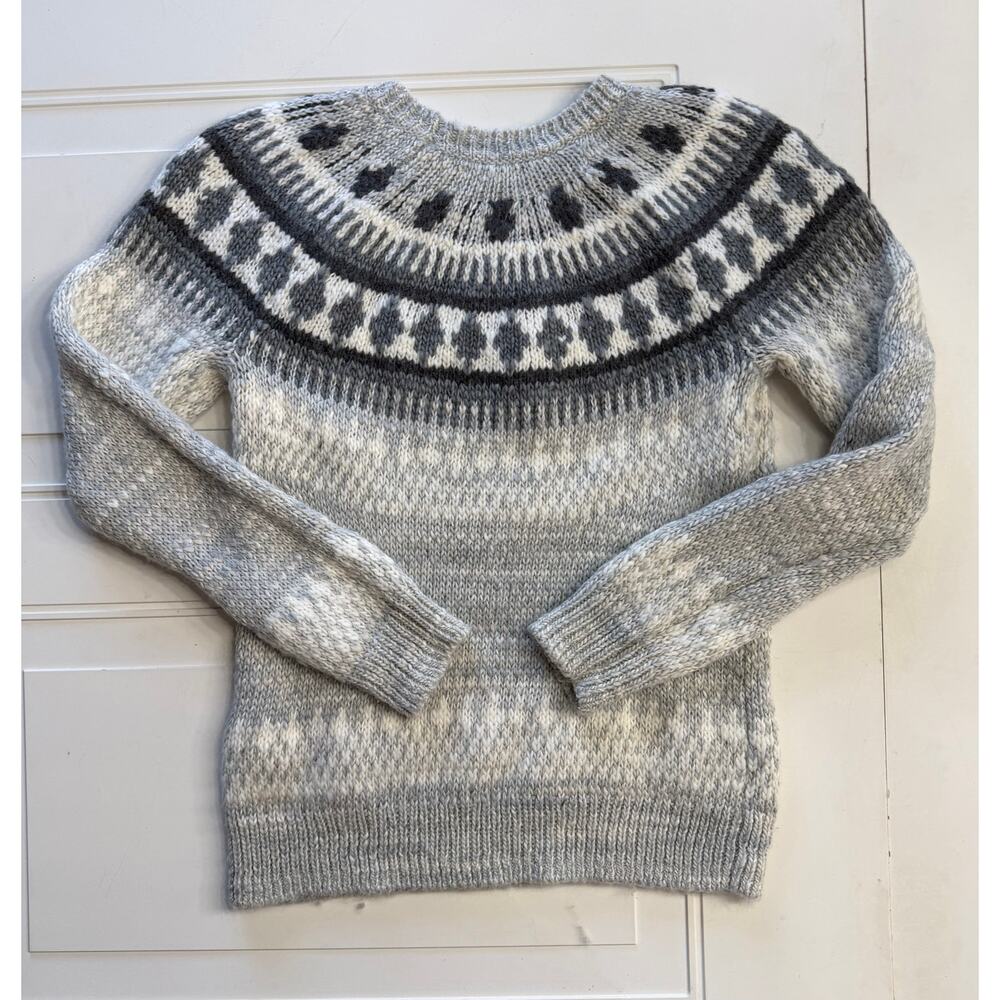 Lucky Brand Womens Sz S Fair Isle Pattern Gray Wool Blend Knit Sweater - Picture 6 of 6